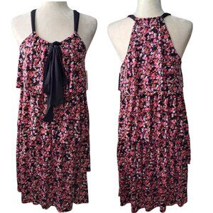 Allen B. Schwartz Women's Floral Multi Teared Halter Travel Dress Sleeveless S